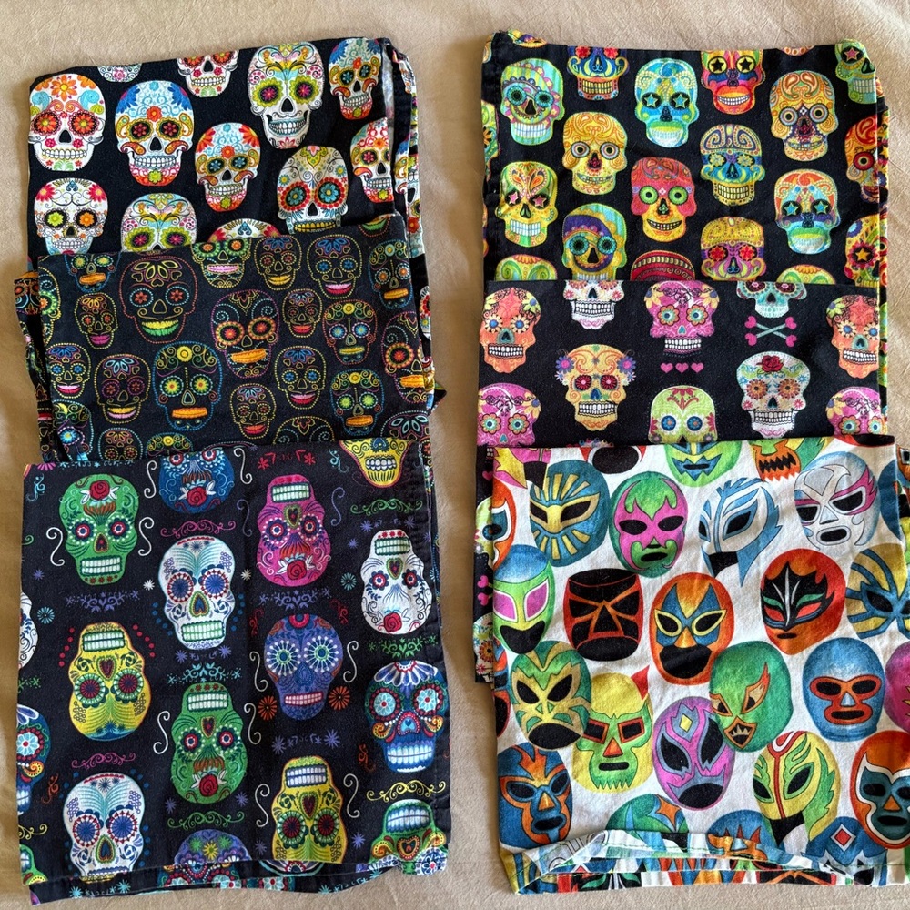 Colorful Sugar Skull cloth napkin set